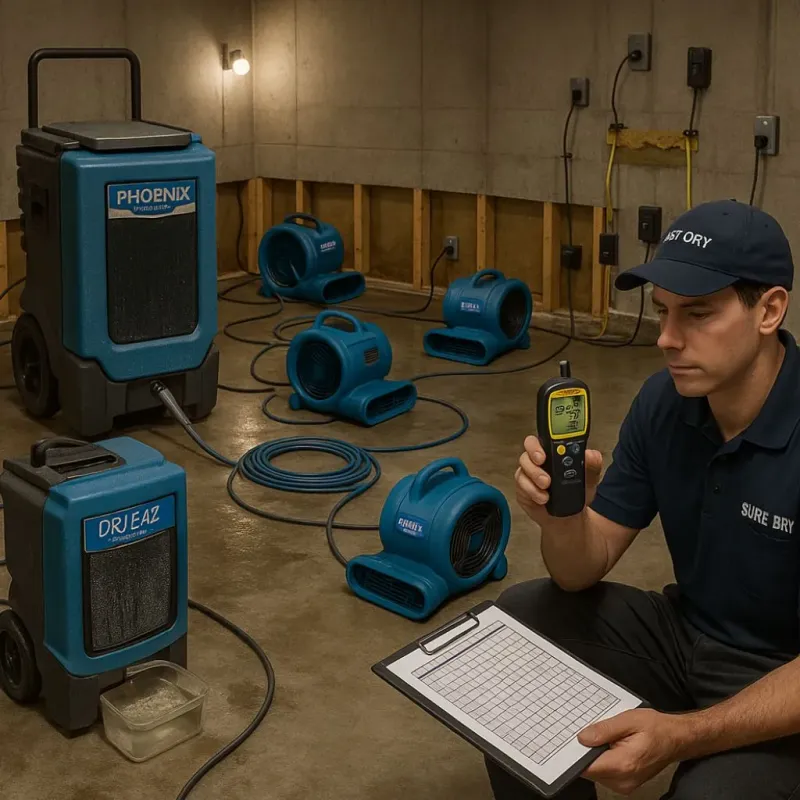 Structural Drying and Dehumidification process in Colfax, LA